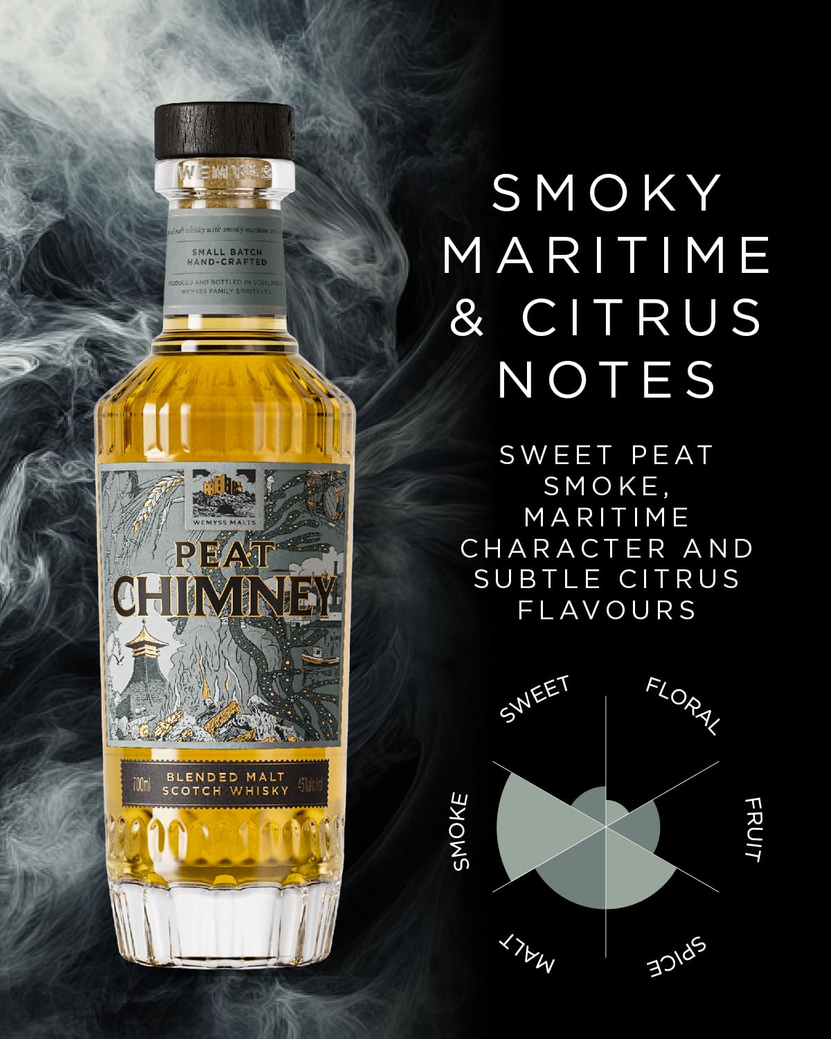 wemyss-malts-peat-chimney-blended-scotch-whisky-0-7-l-in-geschenkbox image 3