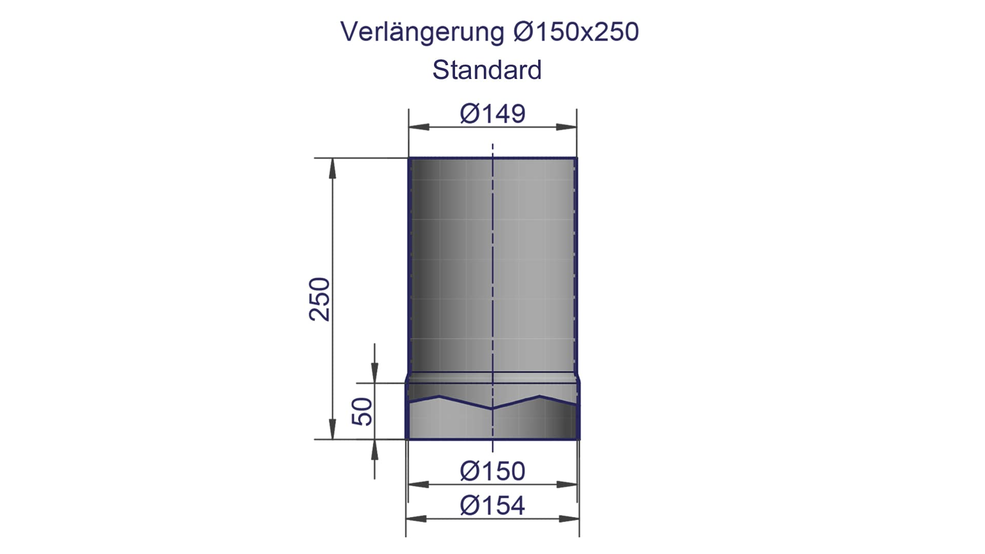 hark-rauchrohr-150-mm-l-nge-250-mm-graphit image 2