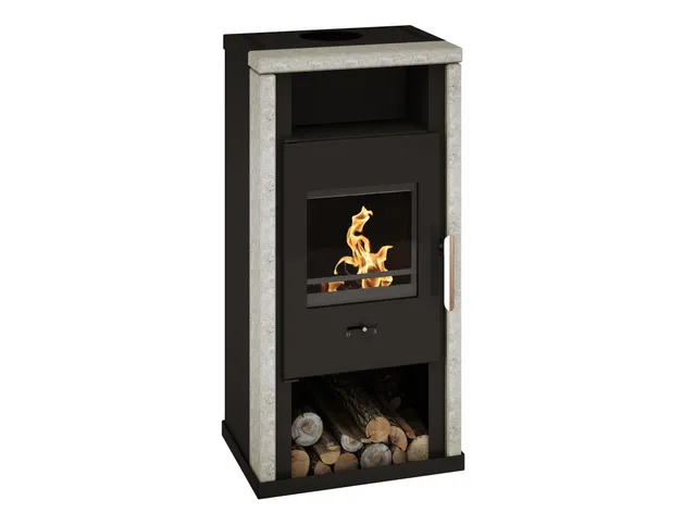 wamsler-yuna-kaminofen-6-kw-schwarz-mit-naturstein image 1