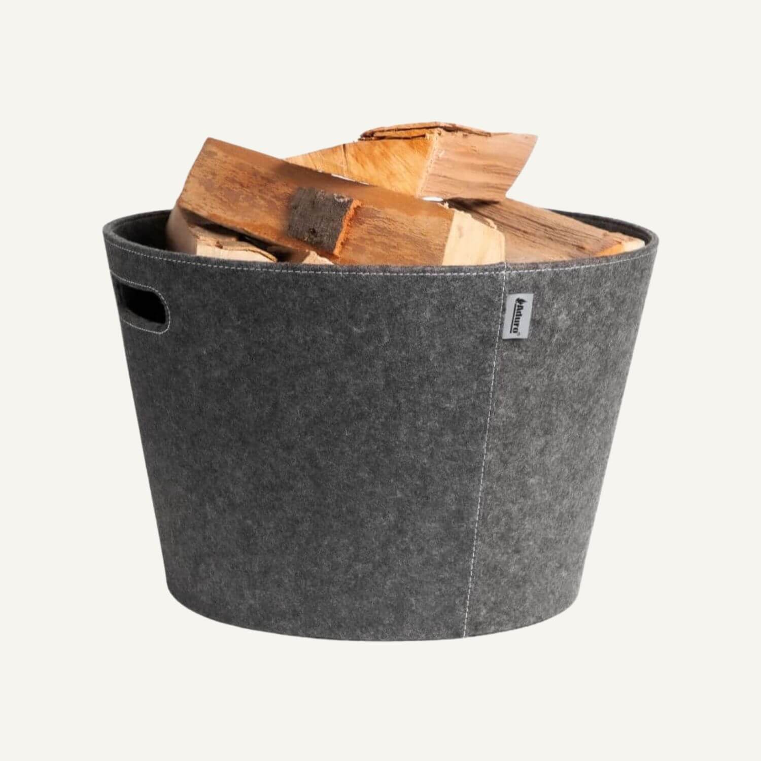 aduro-proline-holzkorb-45-grauer-filz-mit-griffen image 1