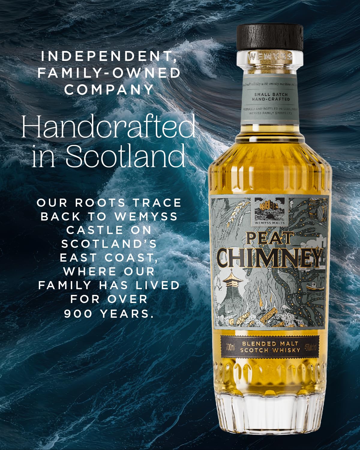 wemyss-malts-peat-chimney-blended-scotch-whisky-0-7-l-in-geschenkbox image 2