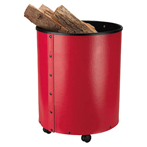 hark-holzkorb-mit-rollen-leder-rot image 2