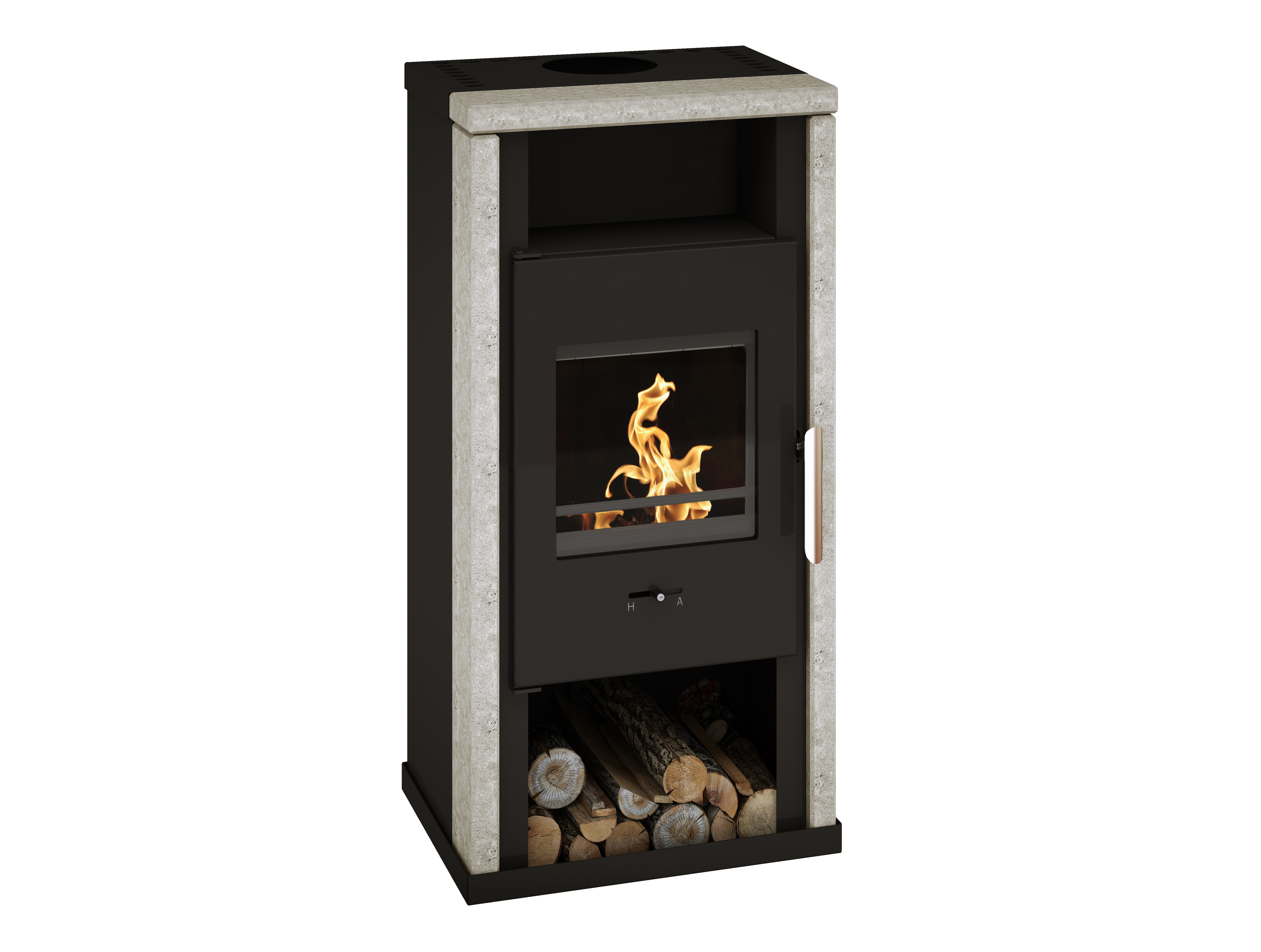 wamsler-yuna-kaminofen-6-kw-schwarz-mit-naturstein image 1