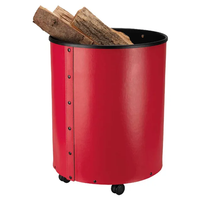 hark-holzkorb-mit-rollen-leder-rot image 1