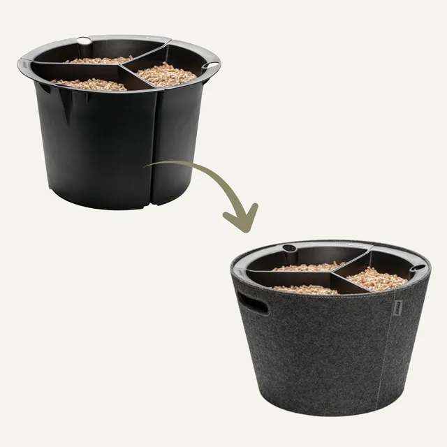aduro-proline-korbset-f-r-holzpellets-filz-grau-mit-pelleteinsatz image 1