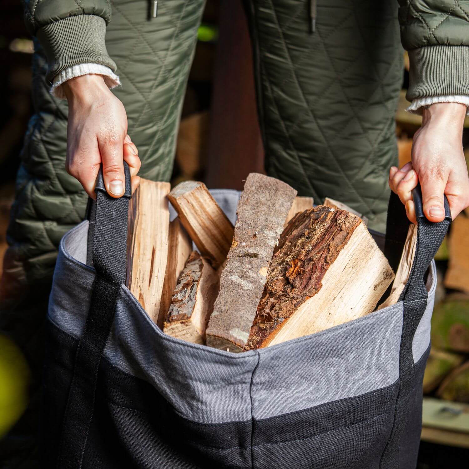 aduro-proline-holztasche-schwarz-kaminholztasche-aus-canvas image 3